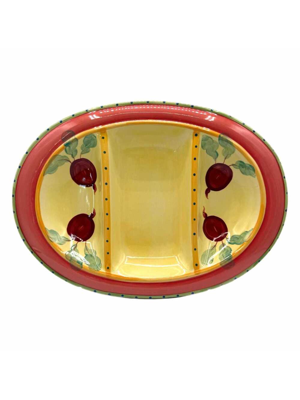 Vintage Pfaltzgraff Pistoulet 3-Section 16” Divided Beet Platter – Red